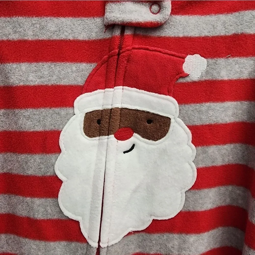 New boy's fleece Christmas Santa footed pajama bundle, 2pc